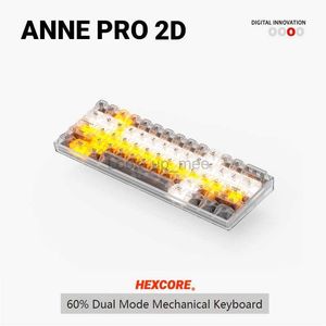 Nouveau Anne Pro 2D remplaçable à chaud Bluetooth 5.0 Type-C RGB 60% Mini clavier de jeu mécanique Red Brown Mx Switch Clavier rétroéclairé HKD230808