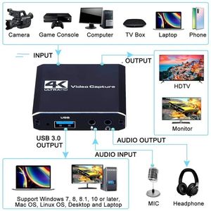 Nouvelle carte de capture vidéo compatible ANPWOO HDMI Capture USB Capture Game LIVE Microphone Obs Live Broadcast Recording Box 4K - for -