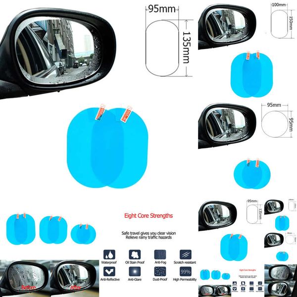 Nouvelle fenêtre d'autocollante anti-brouillard Clear Carroir Miroir de protection Film de protection étanche 2 PCS / SET