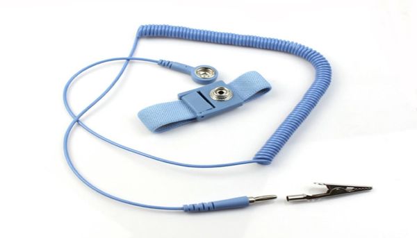 Nuevo antiestático antiestático ESD antiestático correa de muñeca ajustable banda de conexión a tierra cinturón electrostático azul MQ1006344634