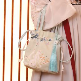 Nouveau sac Hanfu de style antique pour les femmes en diagonale sur une épaule, sac à main Hanfu, sac à cordon littéraire de style forestier simple