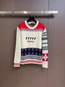 Nouveau pull tricoté avec lettre jacquard AOP en automne / hiver 2023machine à tricoter e Custom jnlarged détail col rond coton jj531