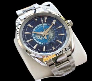 Nouveau Aqua Terra 150m 22010432203001 Map Universal Blue Ni cadran Autoamtic Mens Watch SS Bracelet en acier Watches Limited Edition Wat8891556