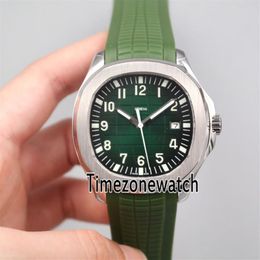 Nuevo Aquanaut 5168G-010 Caja de acero Verde Textura Dial Reloj automático para hombre Relojes de goma verde Alta calidad Barato para Timezonewatc191u