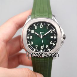 Nuevo Aquanaut 5168G-010 Caja de acero Textura verde Dial Automático Reloj para hombre Relojes de goma verde Alta calidad Barato para Timezonewatc265F