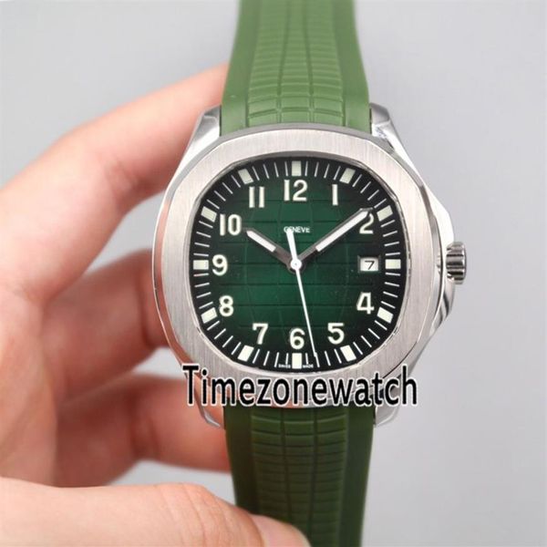 Nouveau Aquanaut 5168G-010 Boîtier en acier Cadran texture verte Montre automatique pour homme Montres en caoutchouc vert de haute qualité pas cher pour Timezonewatc187r