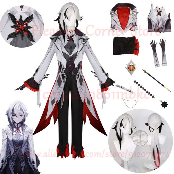 Nuevas pelucas de disfraz de Cosplay de Arlecchino Genshin Impact Fatui the Knave Arlecchino Uniforme Eleven Fatui Harbingers Disfraz Outfitcosplay