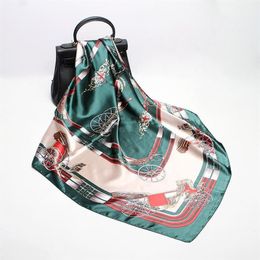 Nouvelle armée vert bordeaux rose Orange café 90 90cm écharpe femme chariot imprimé foulards carrés cadeau de la mère Whole294x