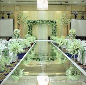 Nieuwe collectie 1.2m breed 10 m veel glanzende bruiloft centerpieces decor runner gangpad zilver plastic spiegel tapijt gratis verzending