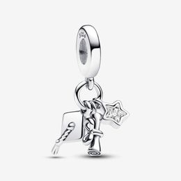 Nieuwe aankomst 100% 925 Sterling Silver 2024 Afstudeer Triple Dange Charm Fit Originele Europese bedelarmband mode sieraden accessoires