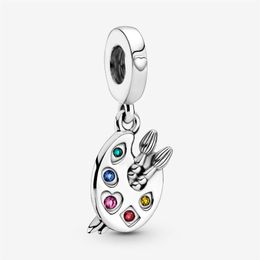 Nouveauté 100% 925 en argent Sterling Palette d'artiste balancent charme ajustement Original européen bracelet à breloques bijoux de mode Acces266B