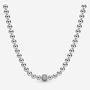 Nouvelle Arrivée 100% 925 Sterling Argent Perles Pave collier brillant lumineux perle chaîne fine jewelry making pour femmes Cadeaux Livraison gratuite