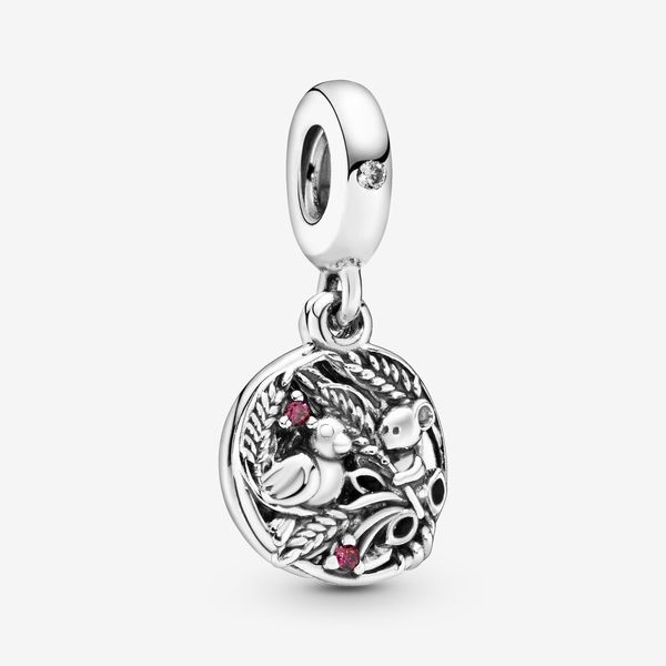 100% 925 argent sterling mignon oiseau oiseau et souris pangle charmes Fit Original Européen Charm Bracelet Fashion Women Mariage Engagement Bijoux Accessoires