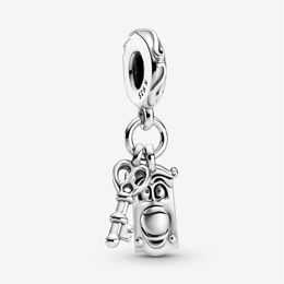 Nouveauté 100% 925 argent Sterling clé porte bouton balancent charme ajustement Original européen bracelet à breloques bijoux de mode accessoires246J