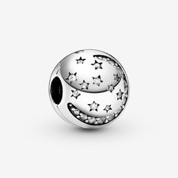 Nouveauté 100% 925 argent Sterling lune et étoiles scintillantes pince charme ajustement Original européen bracelet à breloques bijoux de mode Acce1955