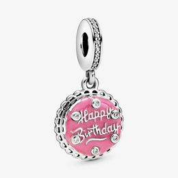 Nieuwe Collectie 100% 925 Sterling Zilver Roze Verjaardagstaart Dangle Charm Fit Originele European Charm Armband Mode-sieraden Accessoires