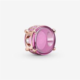 Nieuwe Collectie 100% 925 Sterling Zilver Roze Ovale Cabochon Charm Fit Originele Europese Bedelarmband Mode-sieraden Accessoires229v