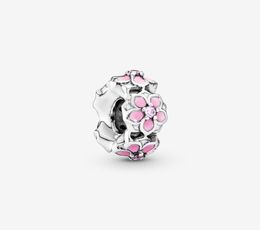 Nieuwe aankomst 100 925 Sterling Silver Pink Magnolia Spacer Charm Fit originele Europese bedelarmband mode sieraden accessoires8462903