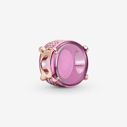 Nieuwe Collectie 100% 925 Sterling Zilver Roze Ovale Cabochon Charm Fit Originele Europese Bedelarmband Mode-sieraden Accessoires269m