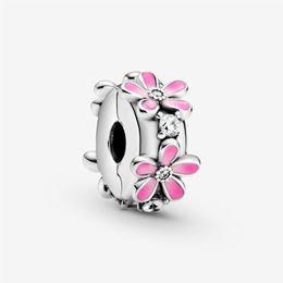 Nieuwe Collectie 100% 925 Sterling Zilver Roze Daisy Bloem Clip Charm Fit Originele Europese Bedelarmband Mode-sieraden Accessoires2810