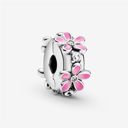 Nouveauté 100% 925 argent sterling rose marguerite fleur pince charme ajustement original européen bracelet à breloques bijoux de mode accessoires202A