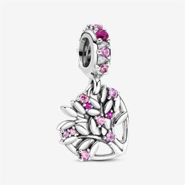 Nieuwe Collectie 100% 925 Sterling Zilver Roze Hart Familieboom Dangle Charm Fit Originele Europese Bedelarmband Mode-sieraden 276F