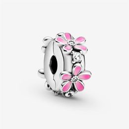 Nieuwe Collectie 100% 925 Sterling Zilver Roze Daisy Bloem Clip Charm Fit Originele Europese Bedelarmband Mode-sieraden Accessoires208v