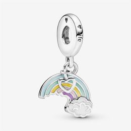 Nouveauté 100% 925 Sterling Silver Rainbow Cloud Dangle Charm Fit Original Bracelet à breloques européen Accessoires de bijoux de mode236v