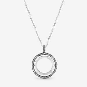 Nieuwe Collectie 100% 925 Sterling Zilver Omkeerbare Cirkel Ketting Mode Sieraden Maken Voor Vrouwen Geschenken Gratis Verzending