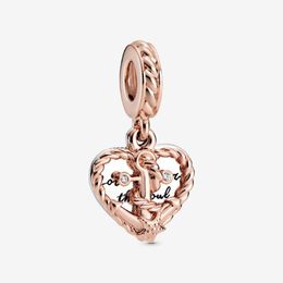 Nueva llegada 100% 925 STERLING Silver Rope Heart Love Anchor Dangle Charm Fit Original European Charm Bracelet Fashion Jewelry AC256S