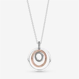 Nouveauté 100% 925 argent Sterling deux tons cercles pendentif collier mode fabrication de bijoux pour les femmes Gift249H