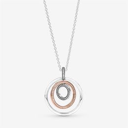 Nouveauté 100% 925 argent Sterling deux tons cercles pendentif collier mode fabrication de bijoux pour les femmes cadeau 319h