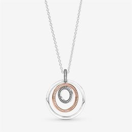 Nueva llegada 100% 925 Circles de plata esterlina dos tonos Joyas de collar colgante de joyas de moda para mujeres Regalo301f