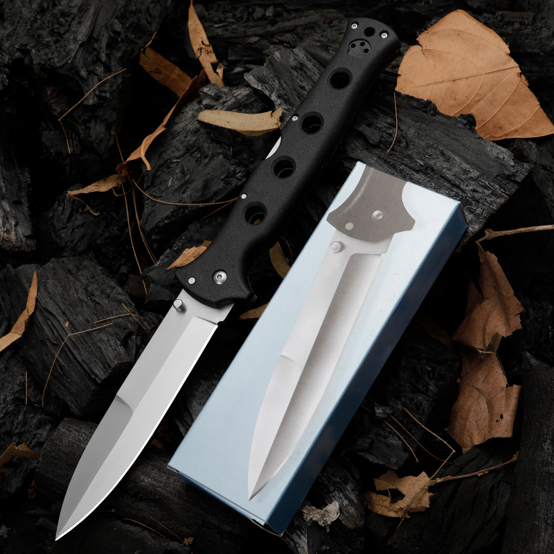 New Arrival 10ACXC Folding Knife AUS10A Satin/Black Oxide Blade Griv-Ex & Stainless Steel Sheet Handle Survival Tactical Folder Knives with Retail Box