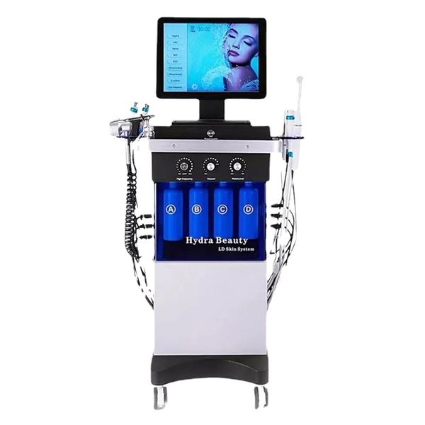 Nouvelle arrivée 14 en 1 Hydro Oxygen Microdermabrasion faciale Aqua Peeling Hydra Ultrasound H2O2 Facial Microcurrent BIO Device