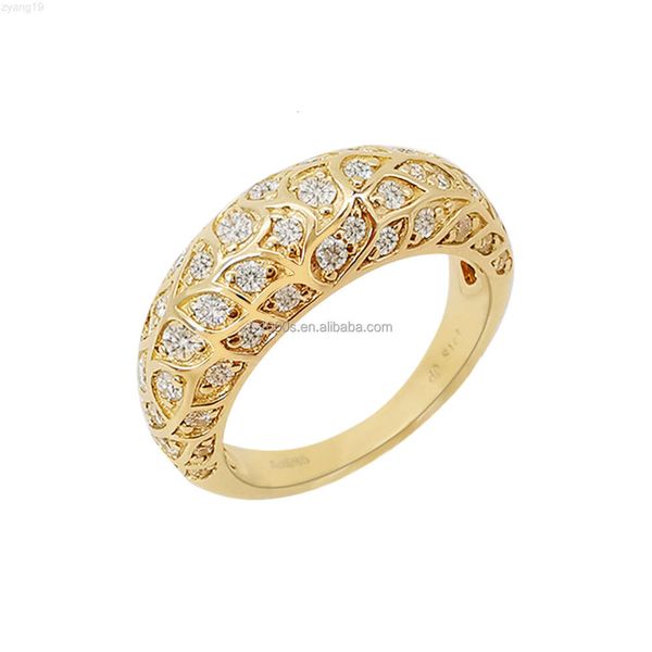 Nouveauté 14k bijoux en or laboratoire diamant bagues de mariage anneaux en or jaune massif vente en gros de bijoux fins