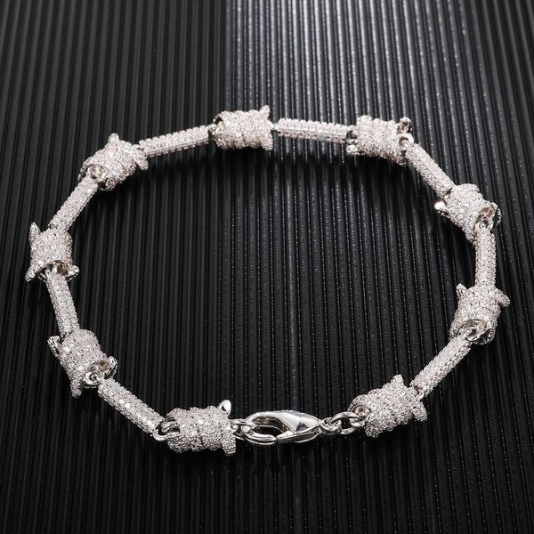 Nouvelle Arrivée 18K Or Blanc Or Bling Cubique Zircone Fil Wrap Noeud Hip Hop Glacé Bracelet Bracelets Diamant Bijoux Cadeaux pour Hommes Femmes