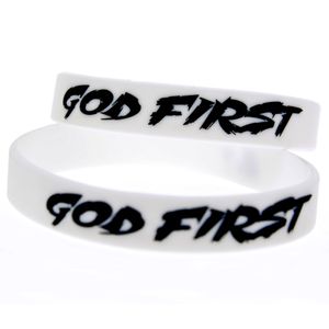 1 ST God Eerste Siliconen Rubber Polsband Inkt Gevuld Decoratie Logo Zacht En Flexibel Wit Volwassen Grootte