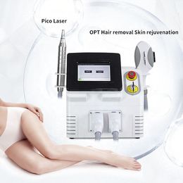 Nueva llegada 2 manijas OPT Pico Láser Máquina de depilación / tatuajes Cabezales láser cambiables Rejuvenecimiento de la piel Eliminación de arrugas Salón de belleza