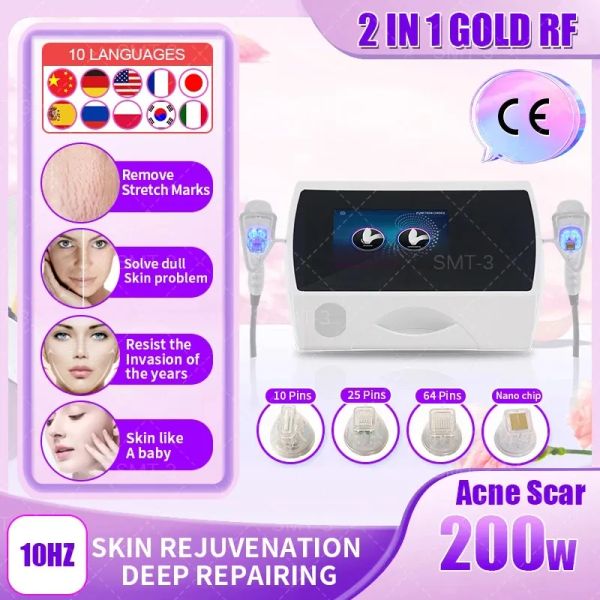 Nueva llegada 2 en 1 Gold RF Microneedling Beauty Machine para certificación CE Lifting facial Estrías Eliminación de acné para RF Microneedle Face