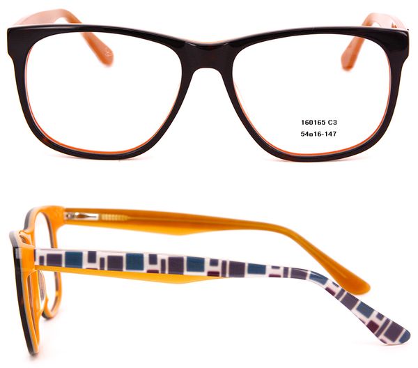 Femmes Hommes Cadre Lunettes montures de lunettes Square populaire classique monture de lunettes avec ressort charnière complet Acétate cadre avec boîtier livraison gratuite