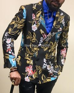 Nouvelle Arrivée 2018 Élégant Marque Design Peaked Revers Marié Floral Tuxedo Blazer Double Boutonnage Costumes De Mariage Pour Hommes Costumes De Fête De Mariage