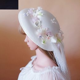 nouvelle arrivée 2018 élégants chapeaux derby du kentucky avec une délicate fleur faite à la main et un chapeau de pare-soleil de concepteur de ruban de tulle