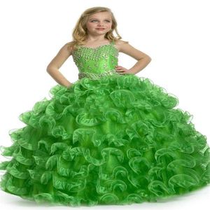 Nouvelle Arrivée 2018 Fille Pageant Robe Belle Vert Émeraude Perles Robe De Bal Belle Fleur Fille Robes FLG005303x