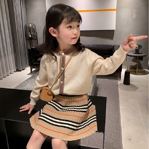 Nouveauté 2020 automne filles vêtements tricoté 2 pièces haut + jupe costume enfants vêtements ensembles enfants OutfitX1019