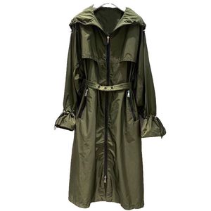 Trench femme manteaux arrivée 2021 printemps mode Long manteau décontracté papillon manches à capuche femme Vintage fermeture éclair vêtements d'extérieur