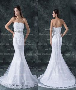 Nueva llegada 2021 elegante sirena sin tirantes encaje apliques vestidos de novia vestidos de novia wd1405399278