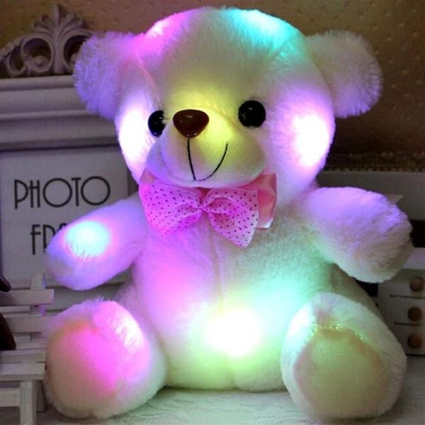 Nouveauté 20 cm grand ours en peluche lumineux poupée ours câlin coloré Flash lumière Led en peluche jouet anniversaire cadeau de noël 2277