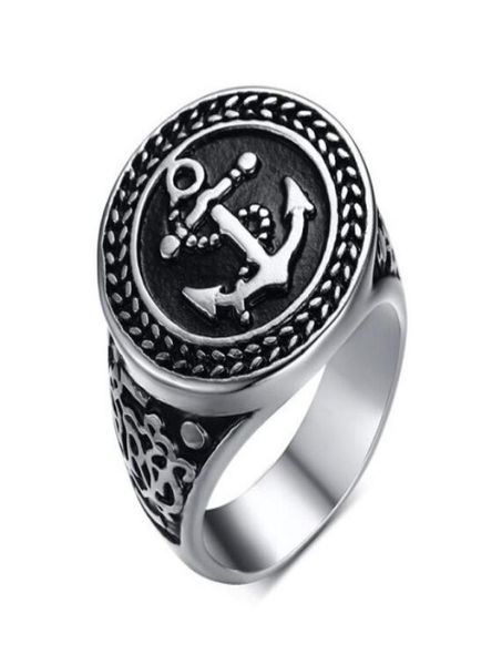 Nueva llegada 20MM Men039s Símbolo de ancla pirata náutica Anillos de acero inoxidable 316L Tamaño 812 en EE. UU. y Europa3705439