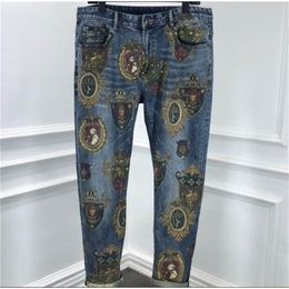 Nouvelle arrivée 20ss Nouveau célèbre marque de denim vêtements couronne impression jeans luxe long pantalon décontracté designer pour hommes 201223